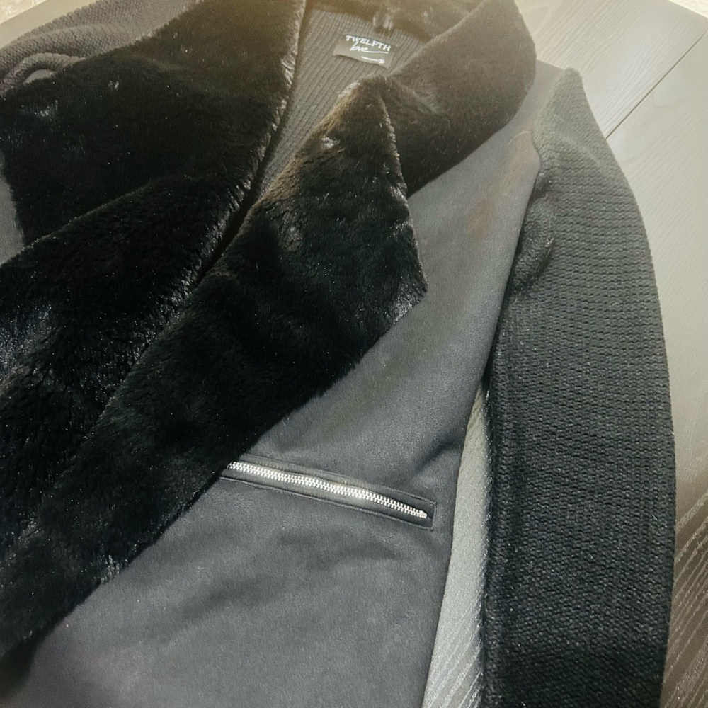 Black Faux Fur Trim Blazer